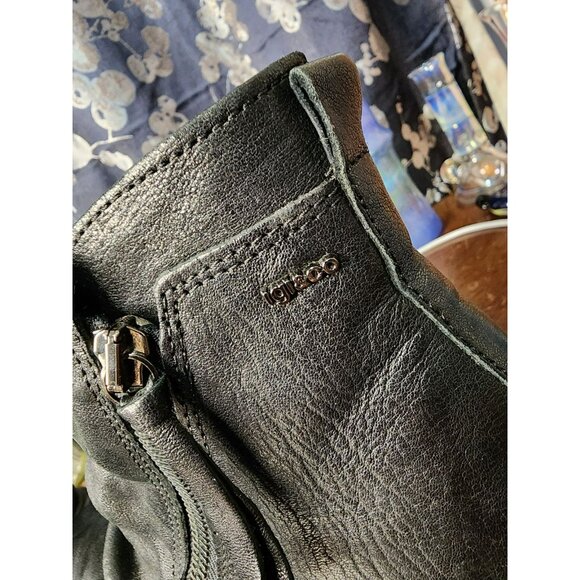 Igi&Co Black Slouchy Leather Boots Asymmetrical Zipper Italy Sz 37 / US 6.5 - Picture 10 of 10